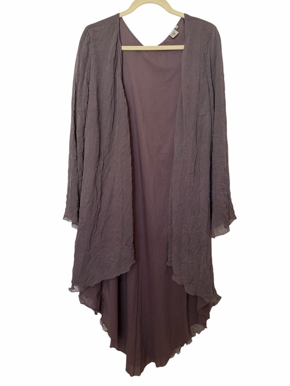 Mais Il Est Ou Le Soleil Open Front Draped Cardigan Duster Sz M Taupe Artsy Boho